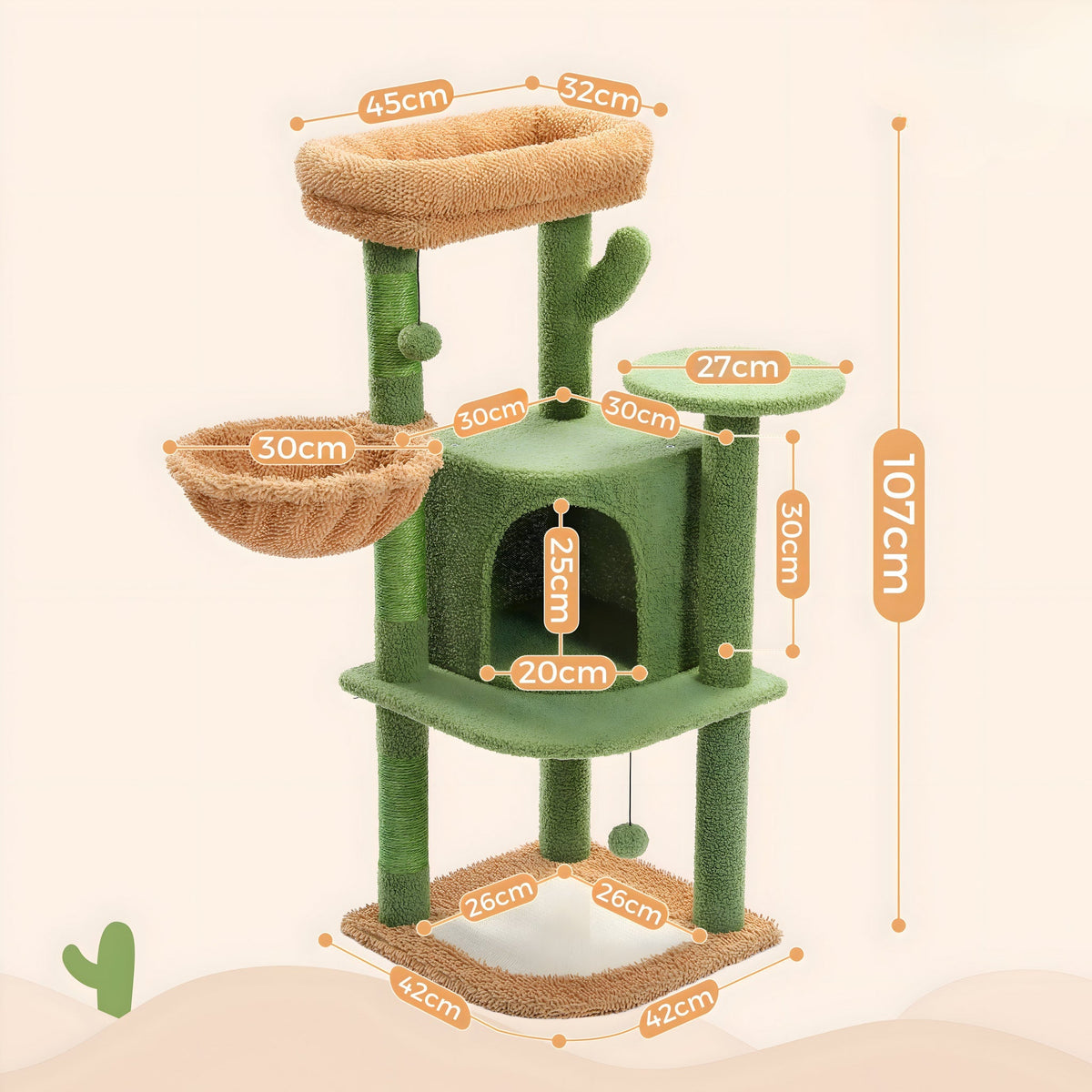 Arbre à chat vert avec forme de cactus