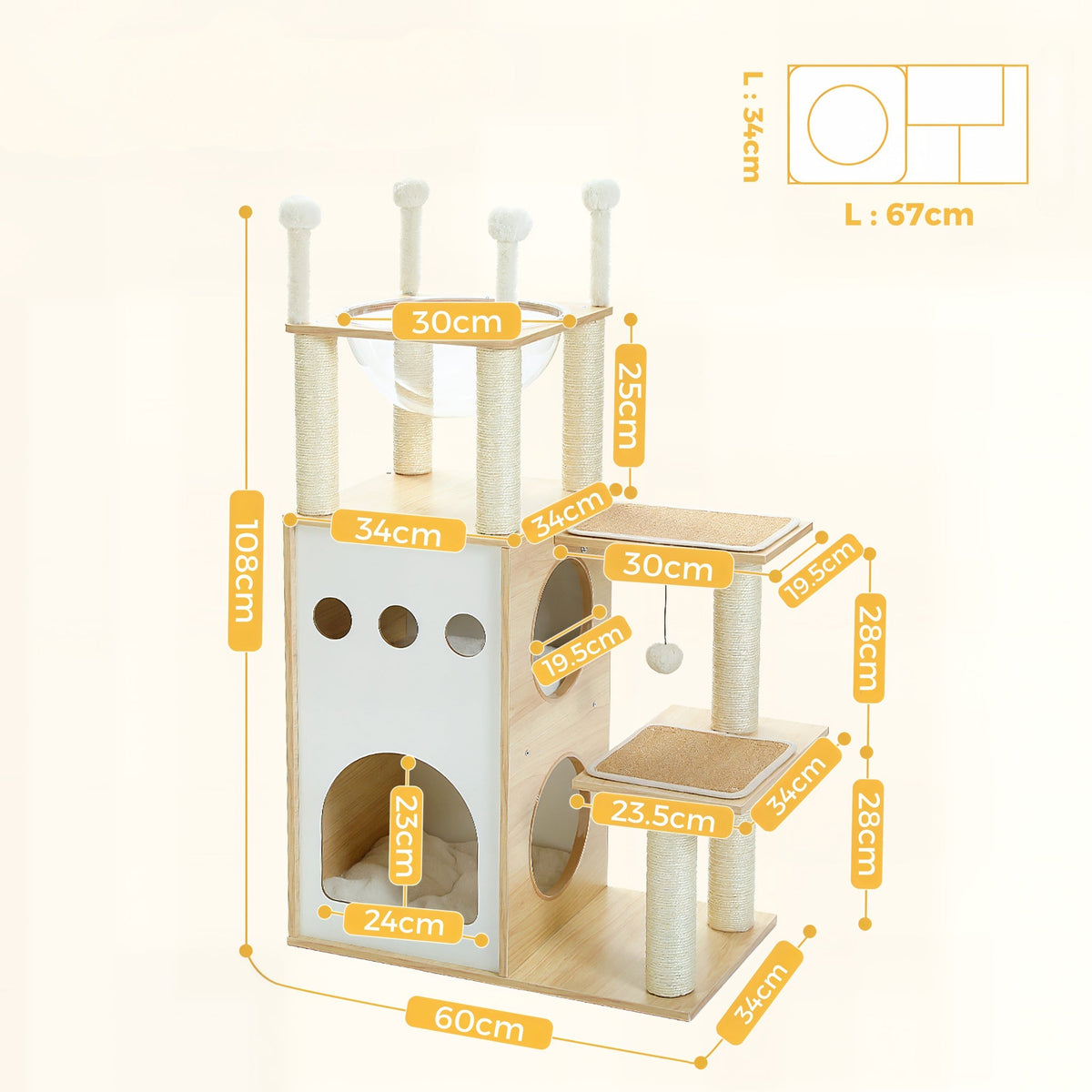 Arbre à chat en bois blanc