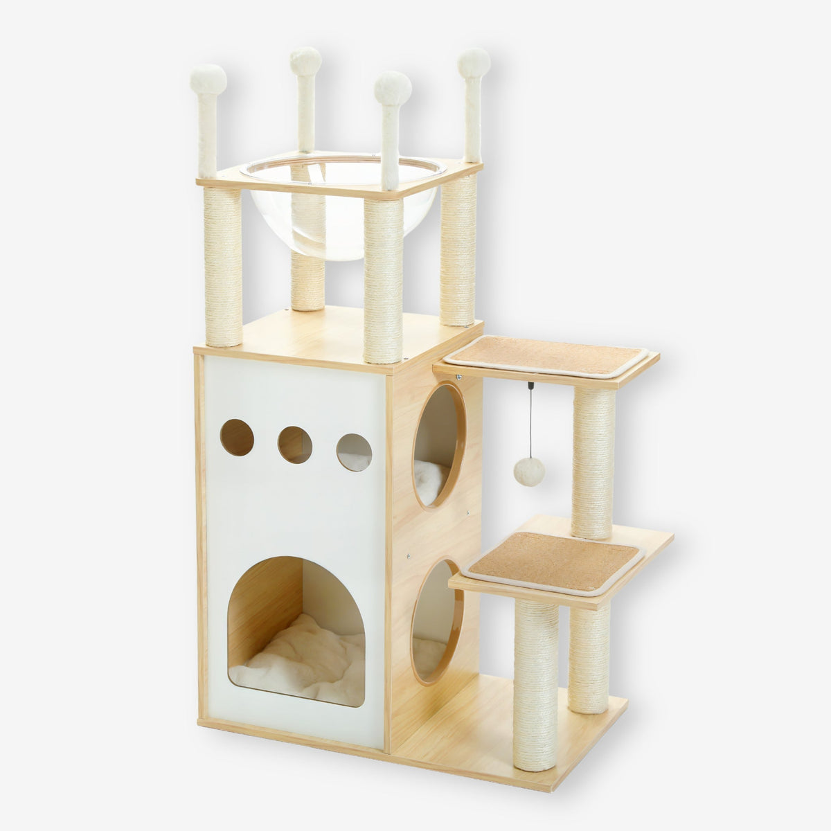 Arbre à chat en bois blanc