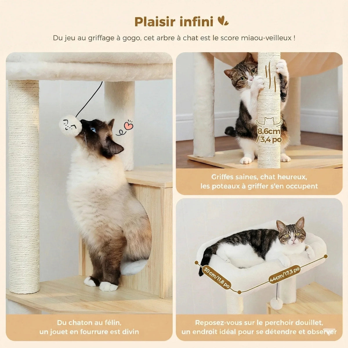 Arbre à chat - 4 niveaux avec niche