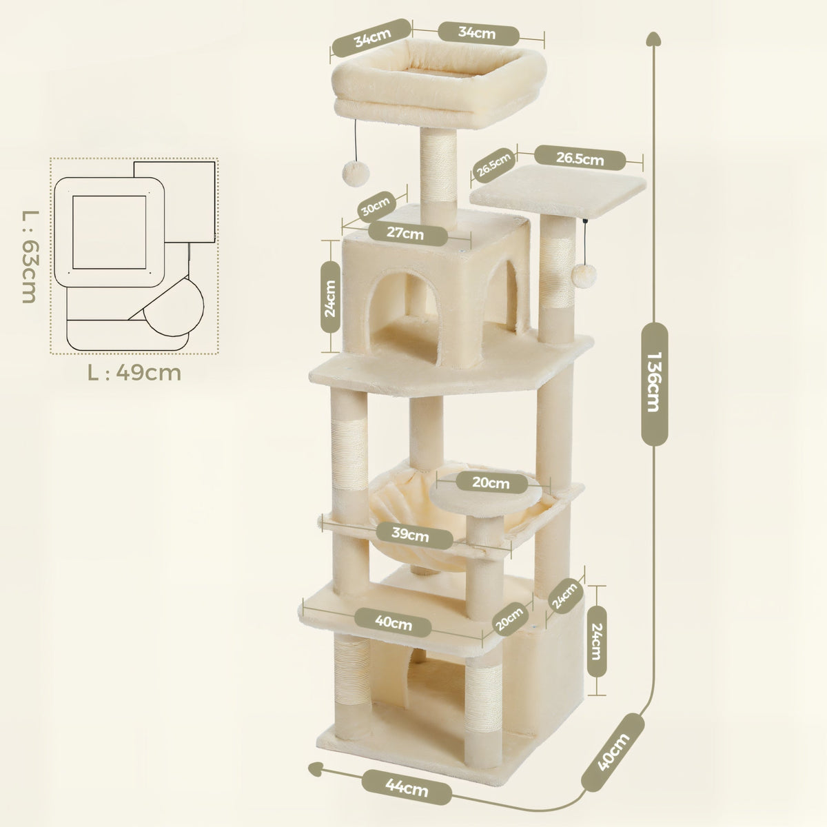 Arbre à chat beige grande taille