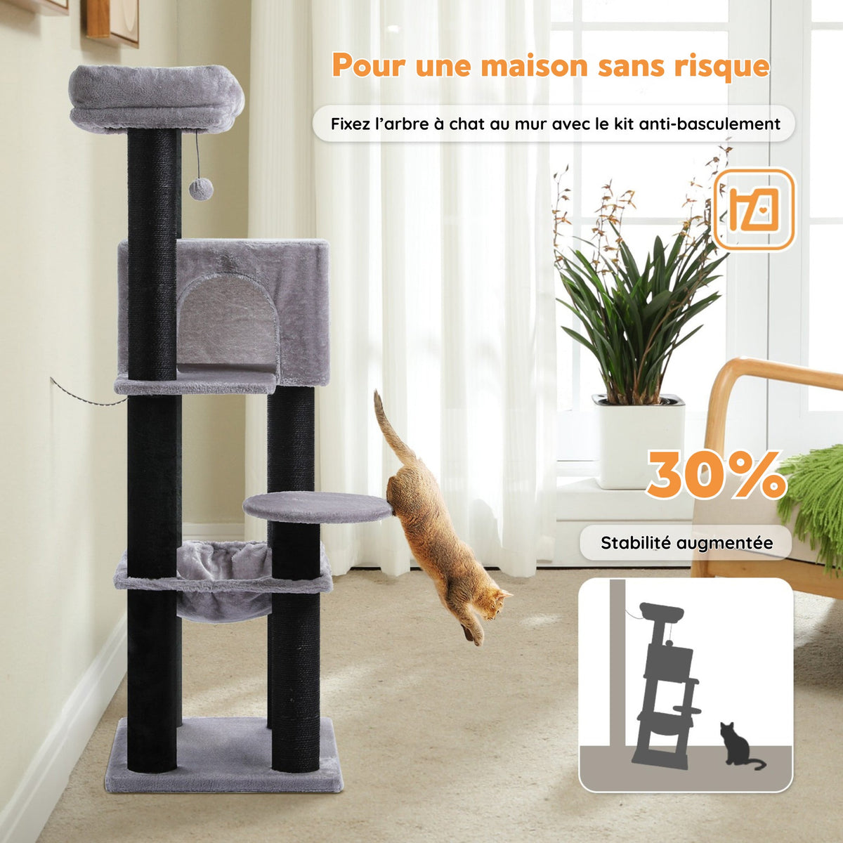 Arbre à Chat de taille moyenne gris