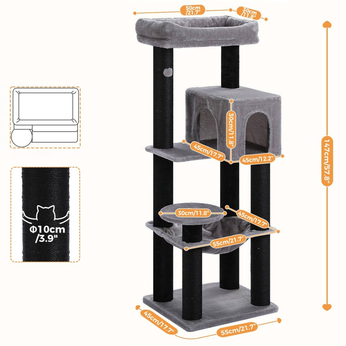 Arbre à Chat de taille moyenne gris