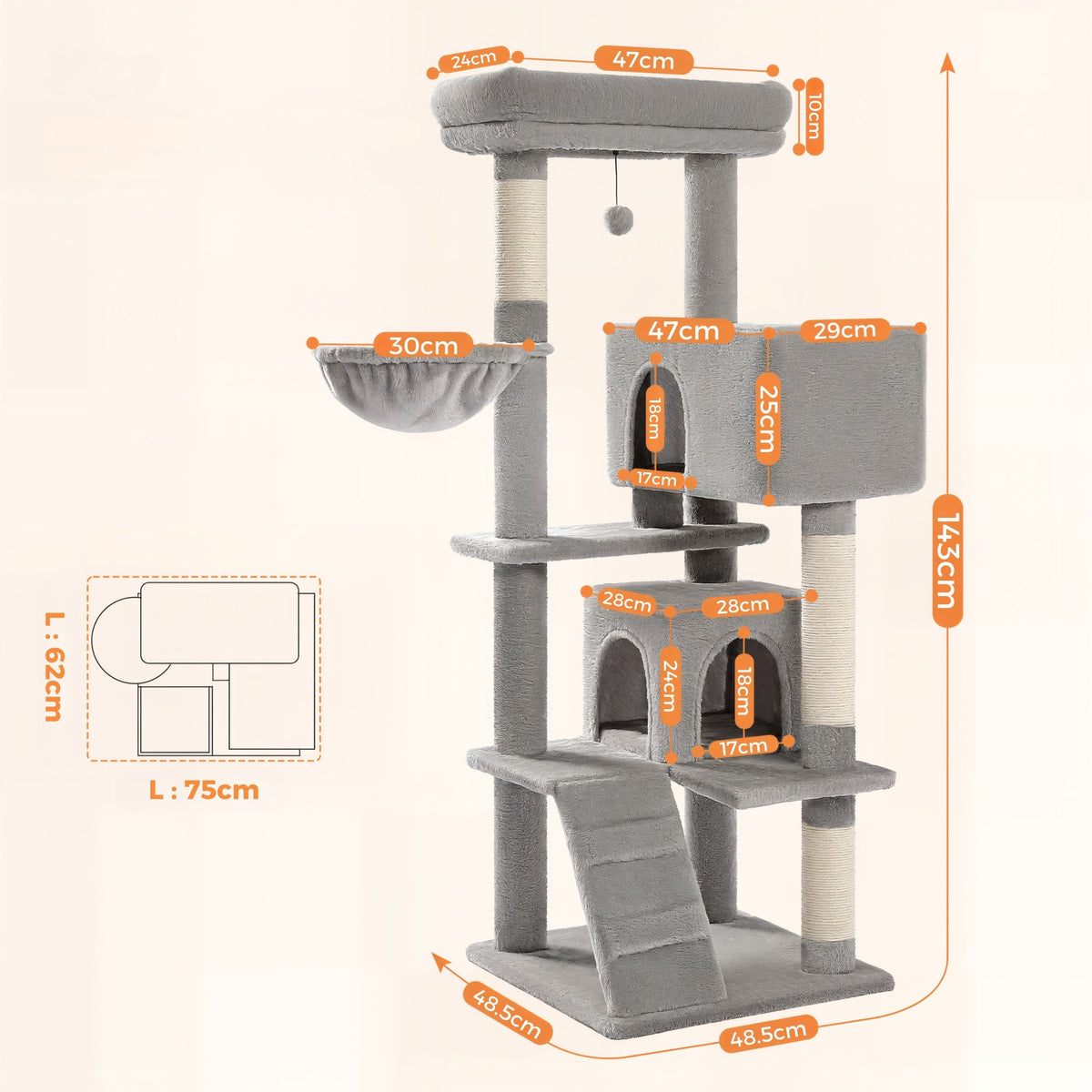 Arbre à Chat de taille grande gris