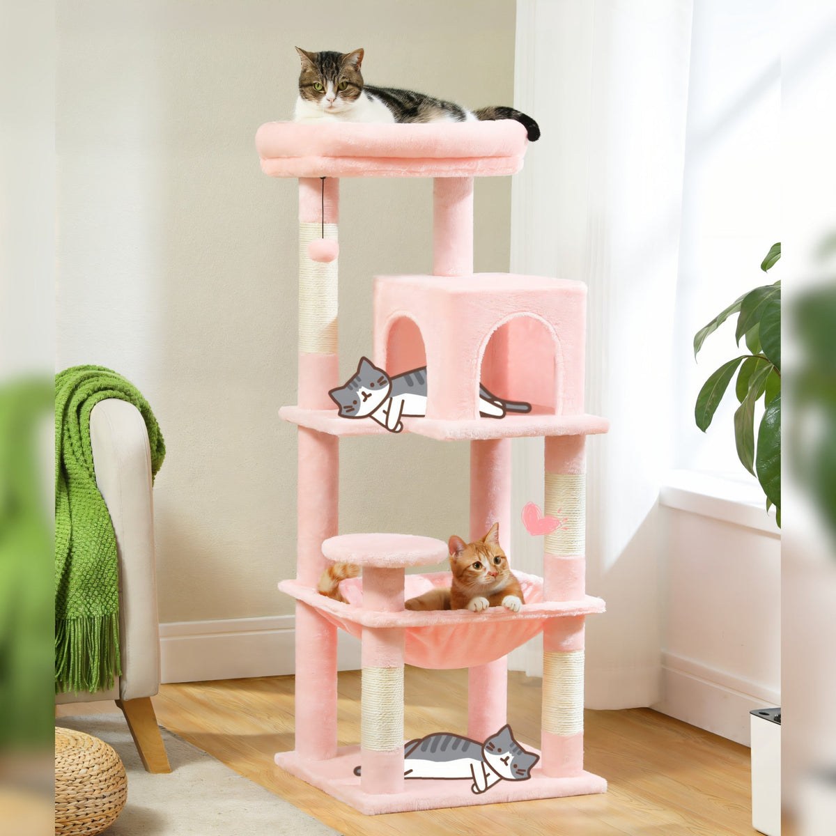 Arbre à Chat de grand taille rose