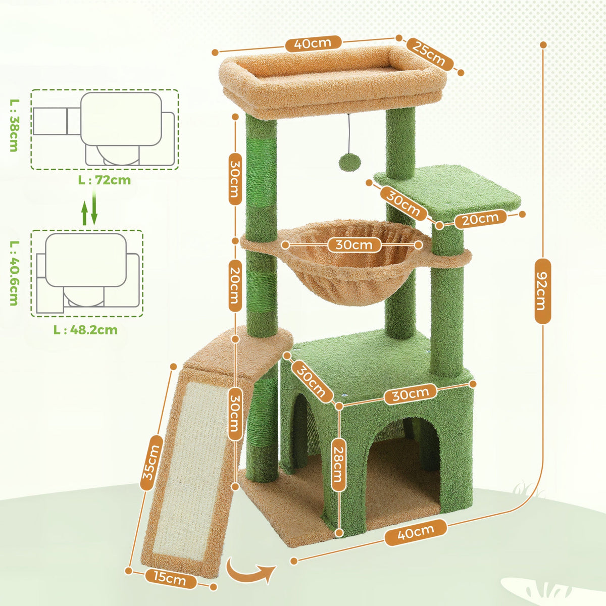 Arbre à chat grande taille avec hamac pelucheux