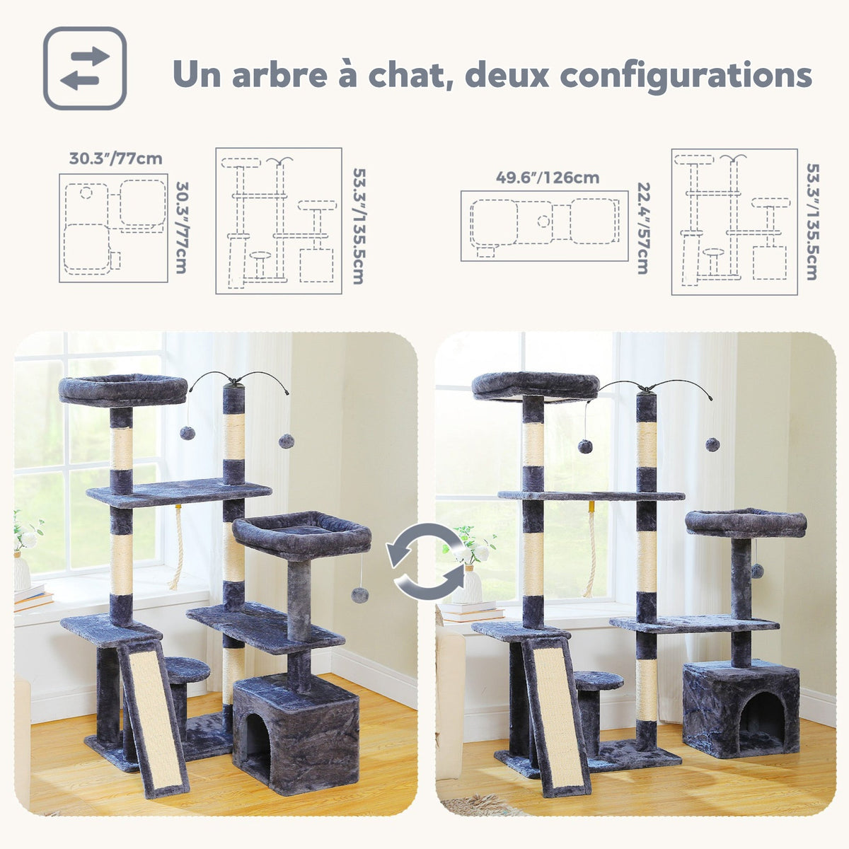 Arbre à chat d'angle grande taille