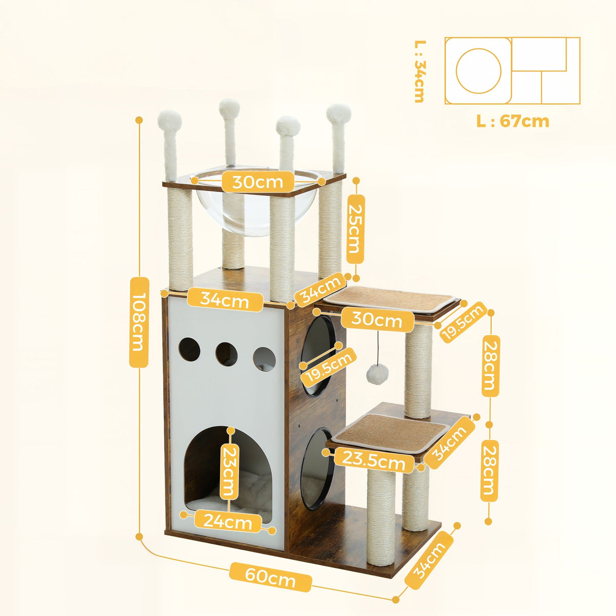 Arbre à chat en bois clair grande taille