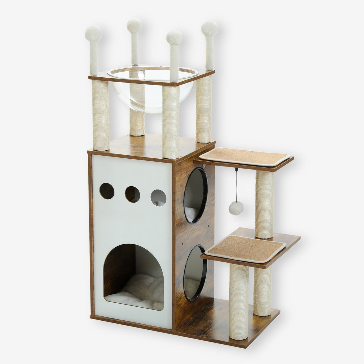 Arbre à chat en bois clair grande taille