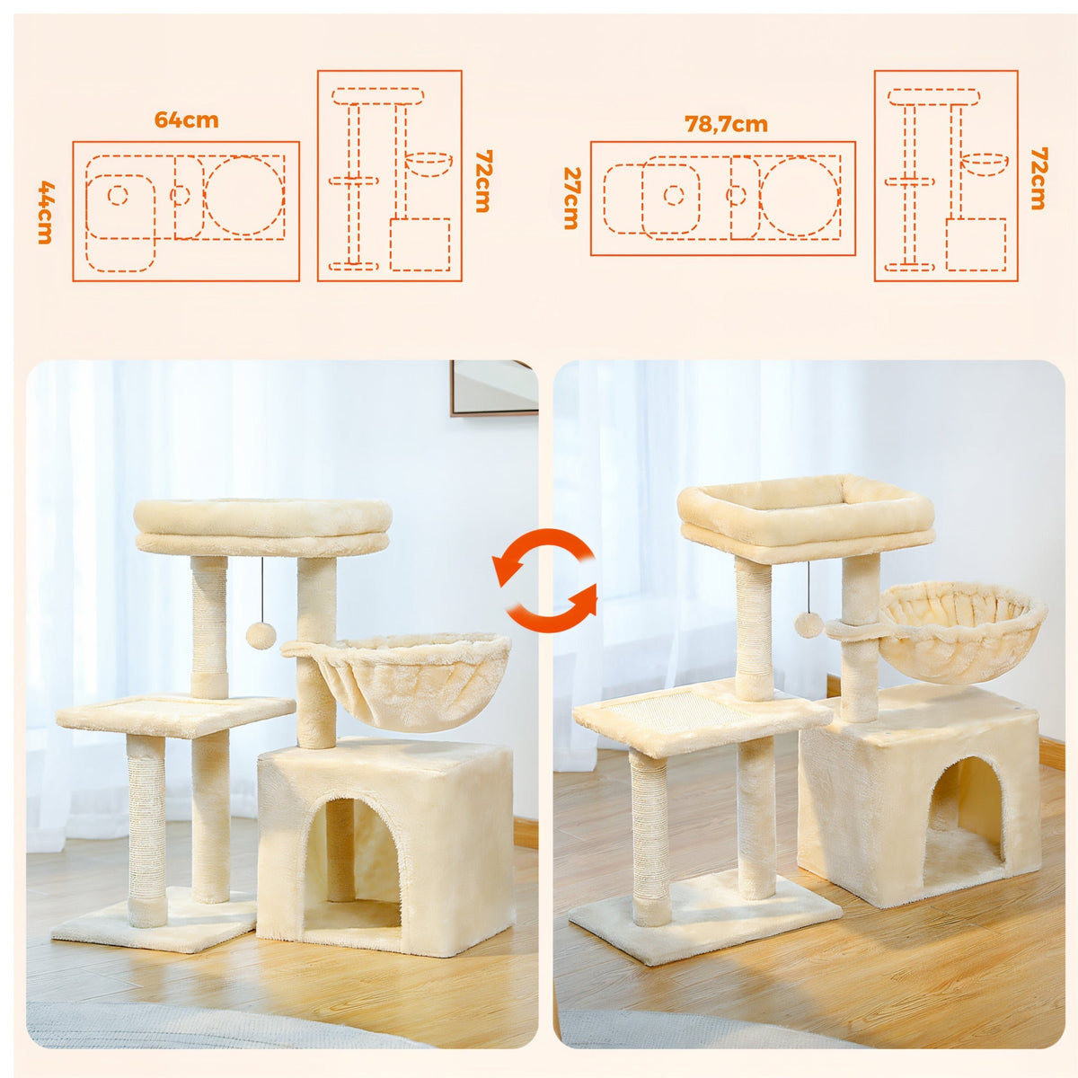 Arbre à chat petite taille beige