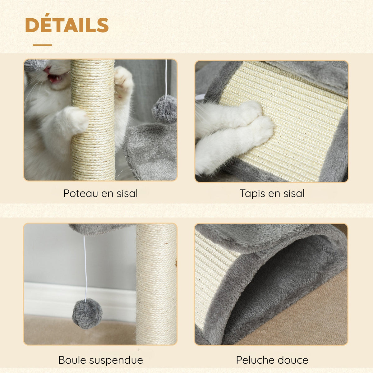 Arbre à chat petite taille avec griffoir
