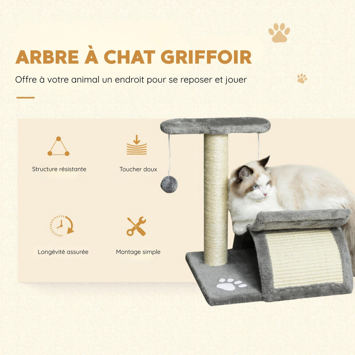 Arbre à chat petite taille avec griffoir