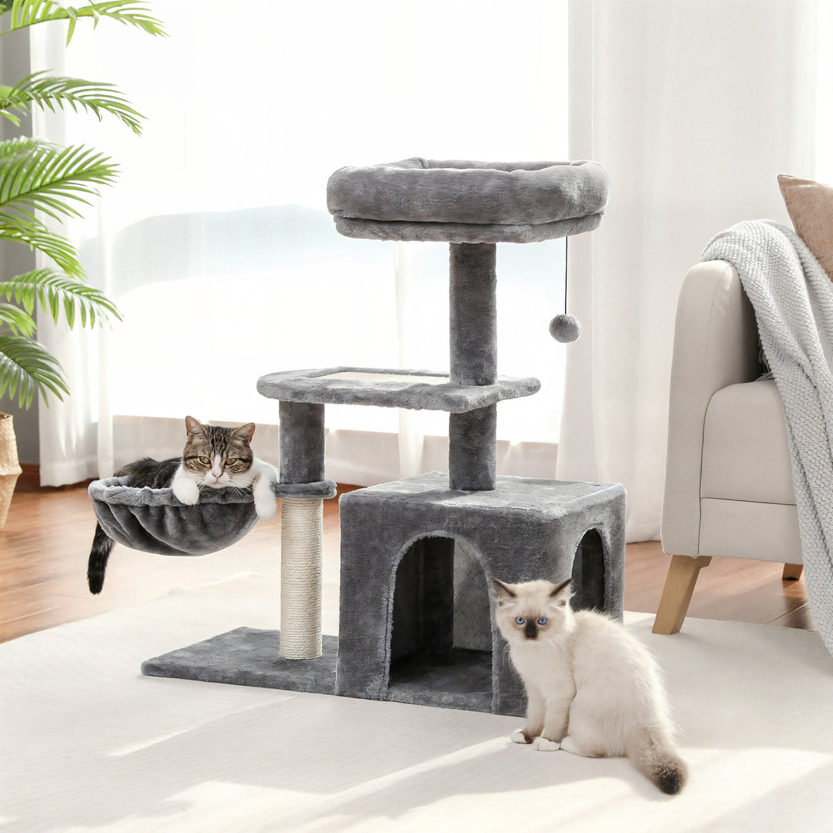 Arbre à chat petite taille gris