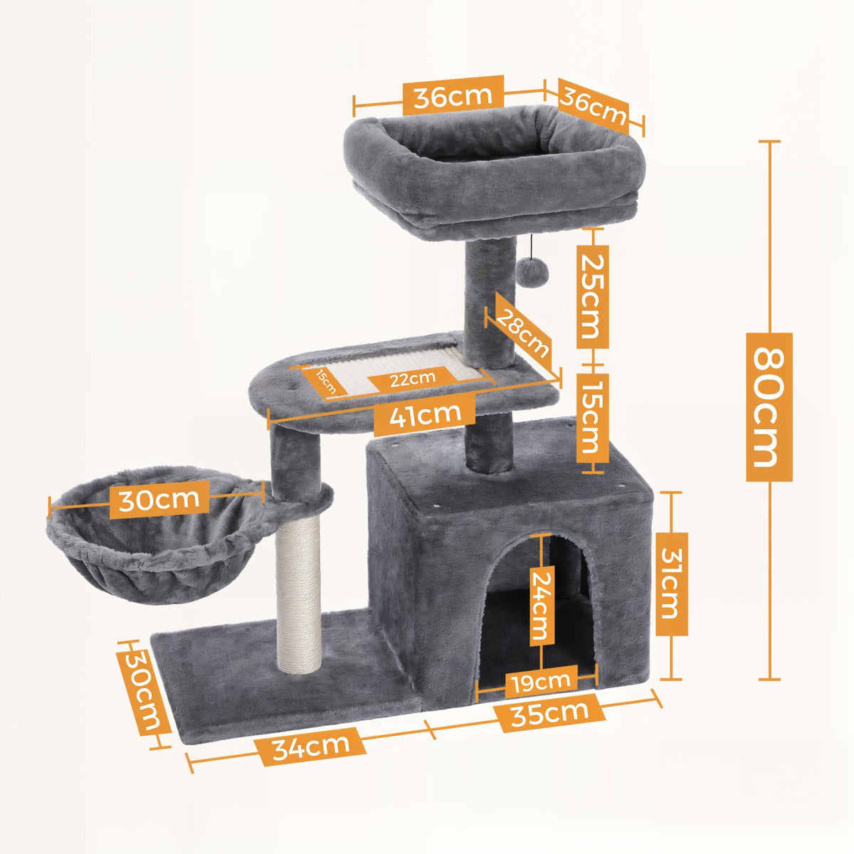 Arbre à chat petite taille gris