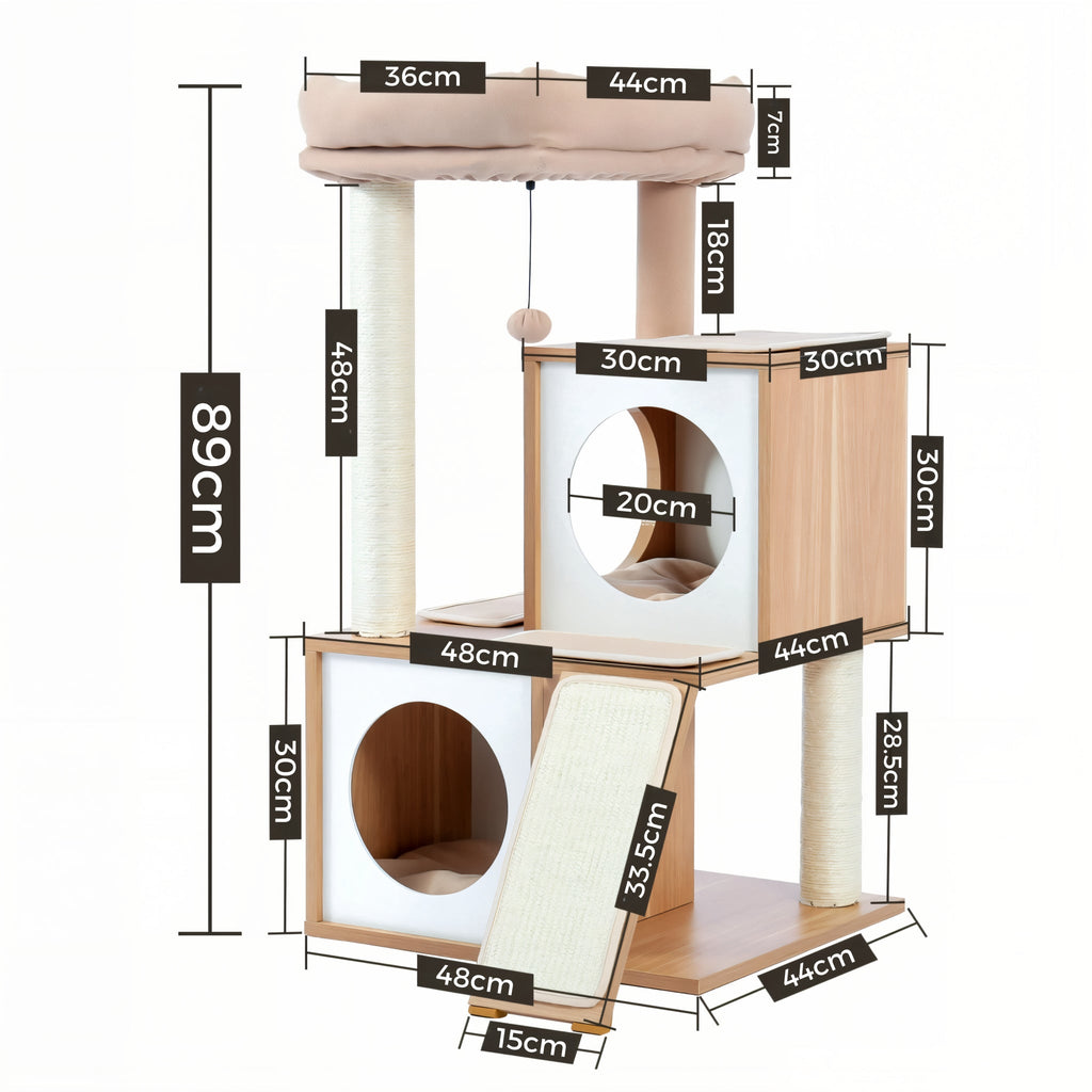 Arbre à chat petite taille en bois