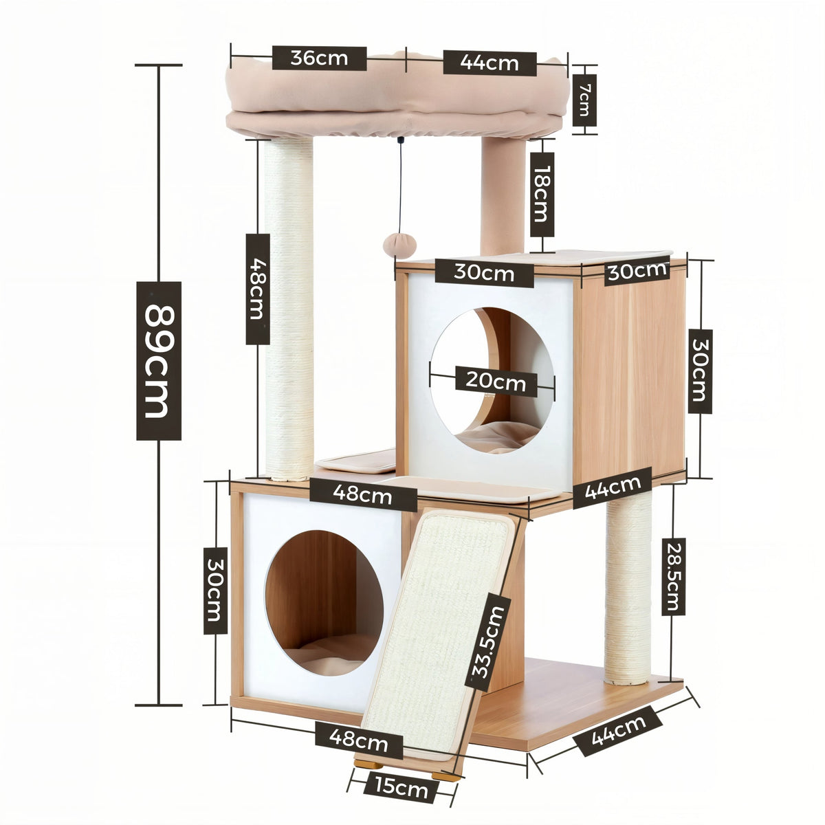 Arbre à chat petite taille en bois