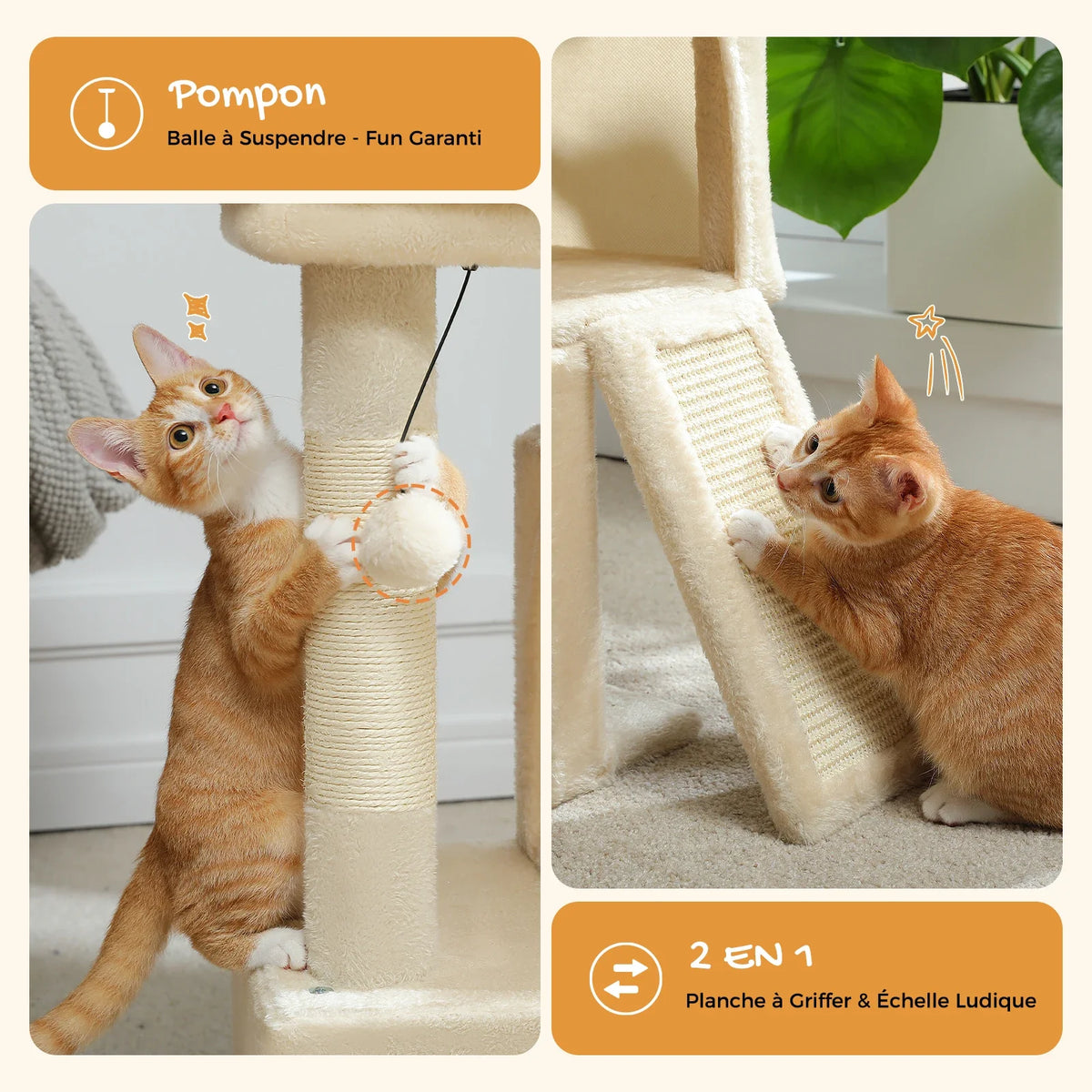 Arbre à chat - double niche & perchoir