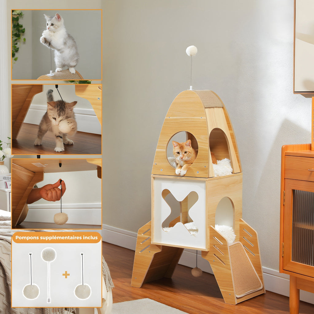 Arbre à chat en forme de fusée