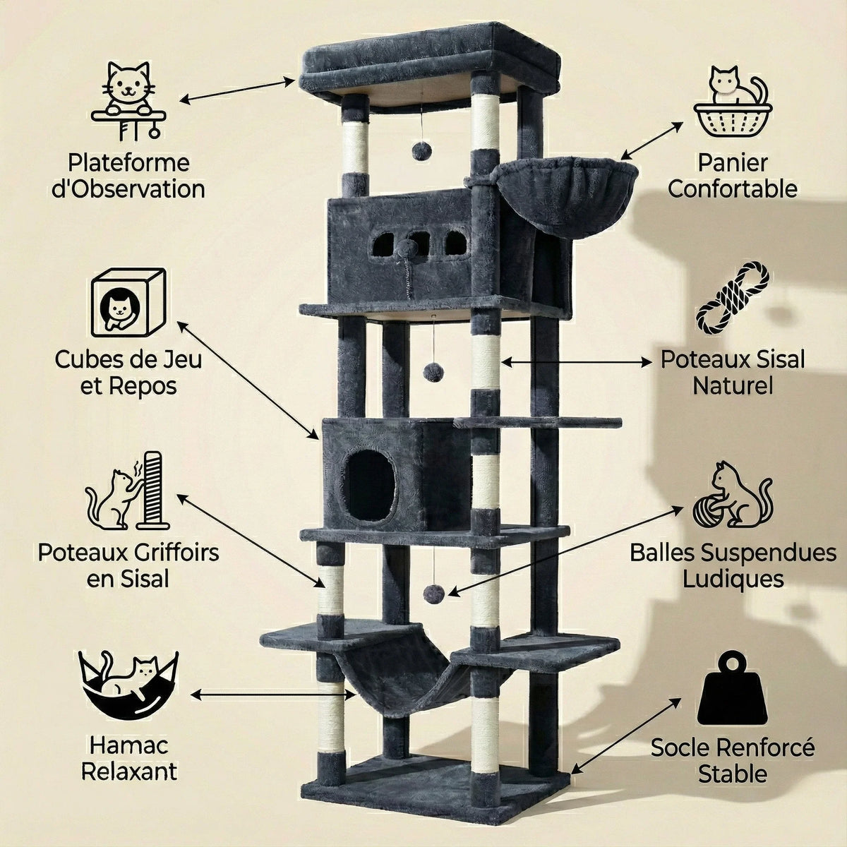 Arbre à chat - adapté Maine Coon