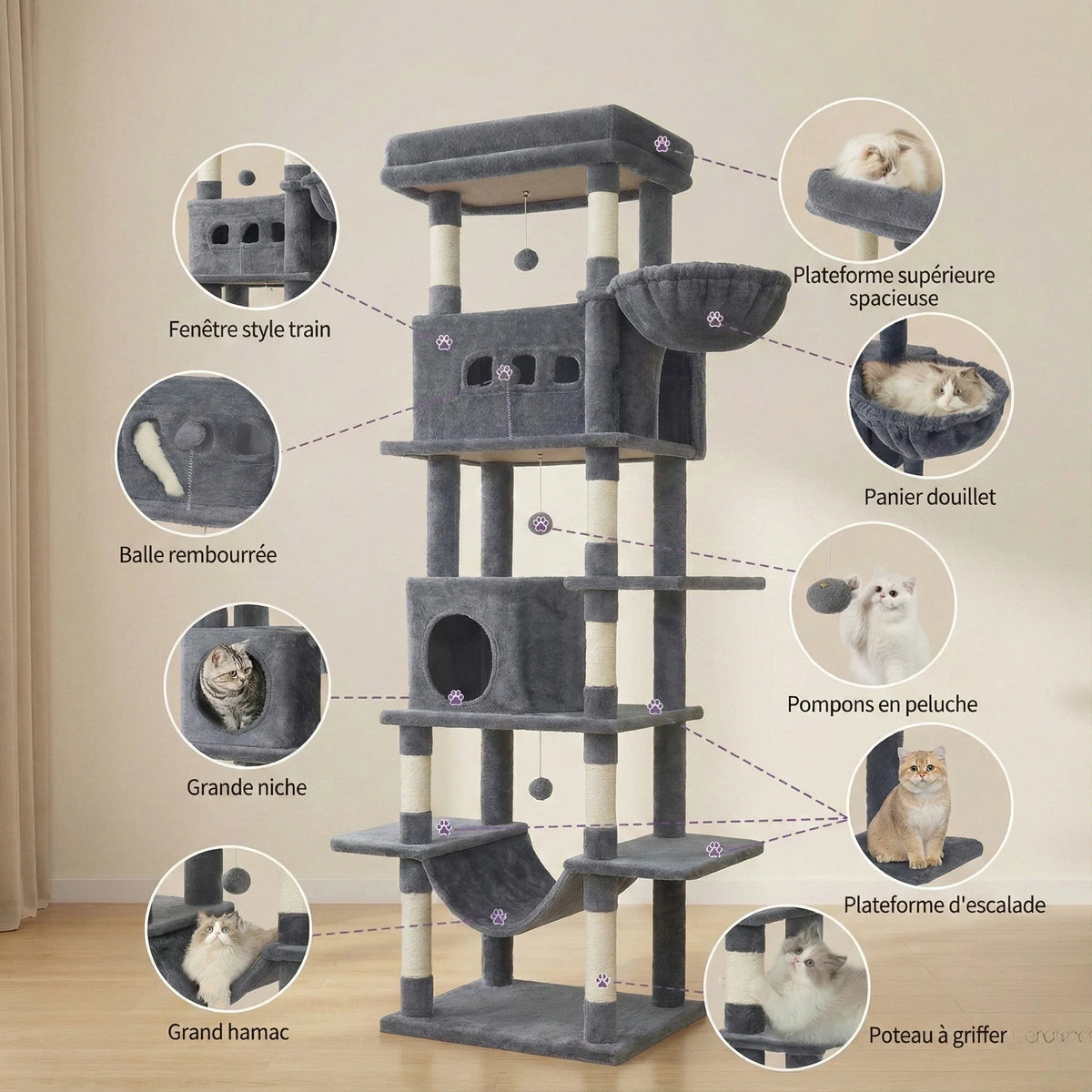 Arbre à chat - adapté Maine Coon