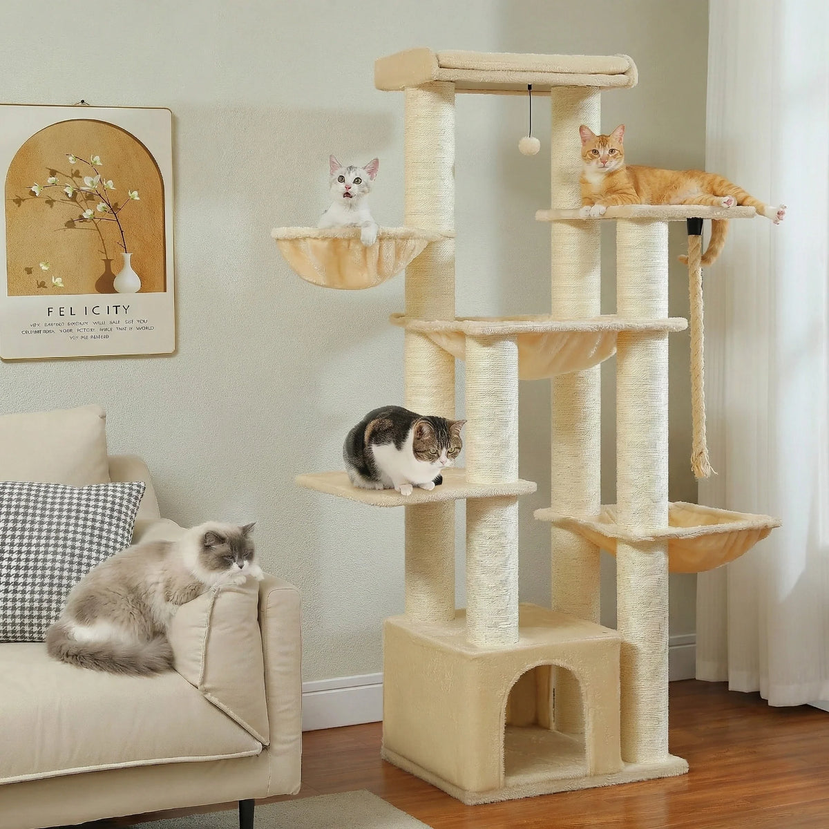 Arbre à chat - 3 paniers "triples monstres"