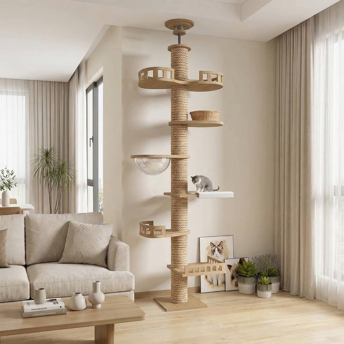 Arbre à chat en bois XXL - réglable